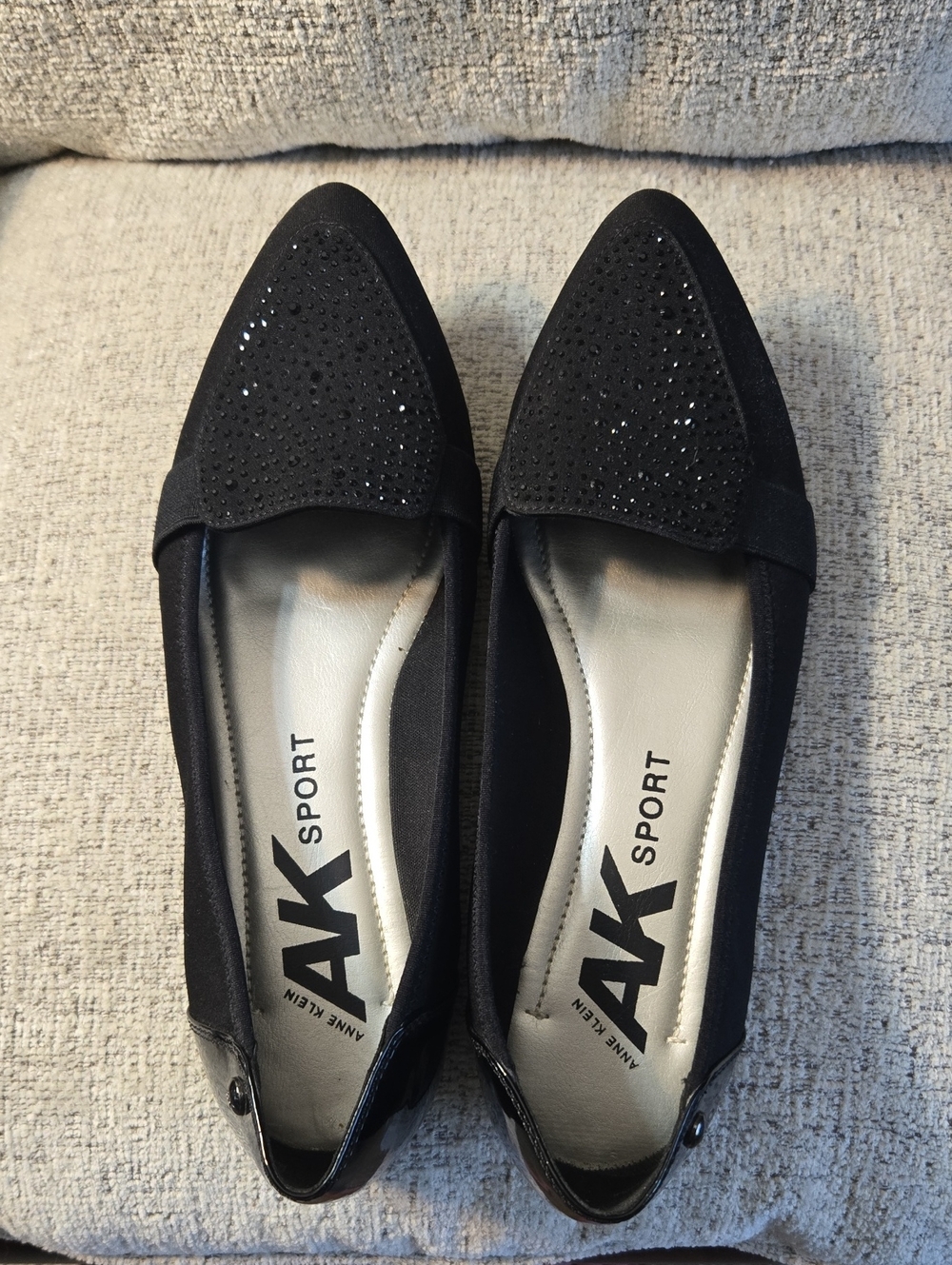 Ann Klein Sport Women’s Black Embellished Pointed Toe Flats